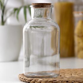 Бутыль стеклянная для соусов и масла с пробковой крышкой Доляна «Парфе», 1,2 л, 10×20,5 см
