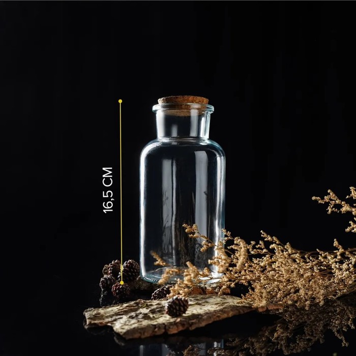 Бутылка стеклянная для соусов и масла с пробковой крышкой Доляна «Парфе», 750 мл, 8×16,5 см - фото 1889653648