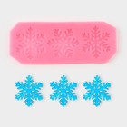 Молд «Снежинки», силикон, 17,5×6,8×0,5 см, цвет розовый - фото 4334319
