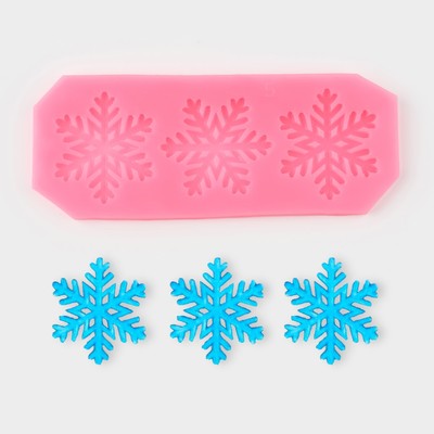 Силиконовый молд «Снежинки», 17,5×6,8×0,5 см, цвет розовый