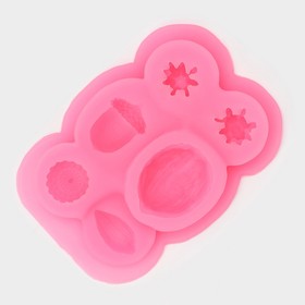 Молд для заливки «Орешки», силикон, 6 ячеек, 9×6.5×1.5 см, розовый