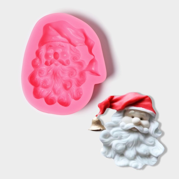 Молд «Санта», силикон, 8,2×7×1,5 см, цвет МИКС - Фото 1