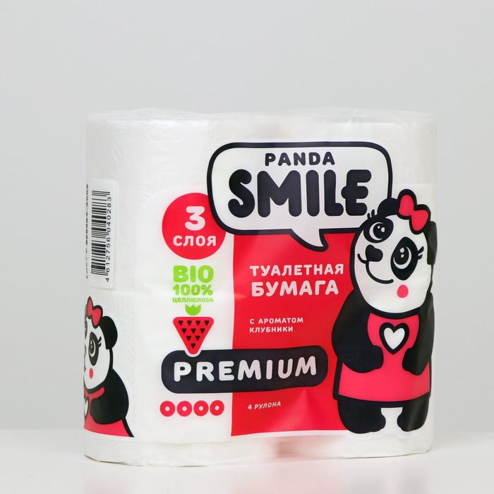 Туалетная бумага Панда Арома клубника 3 слоя, 4 рулона, 1 шт. - Фото 1
