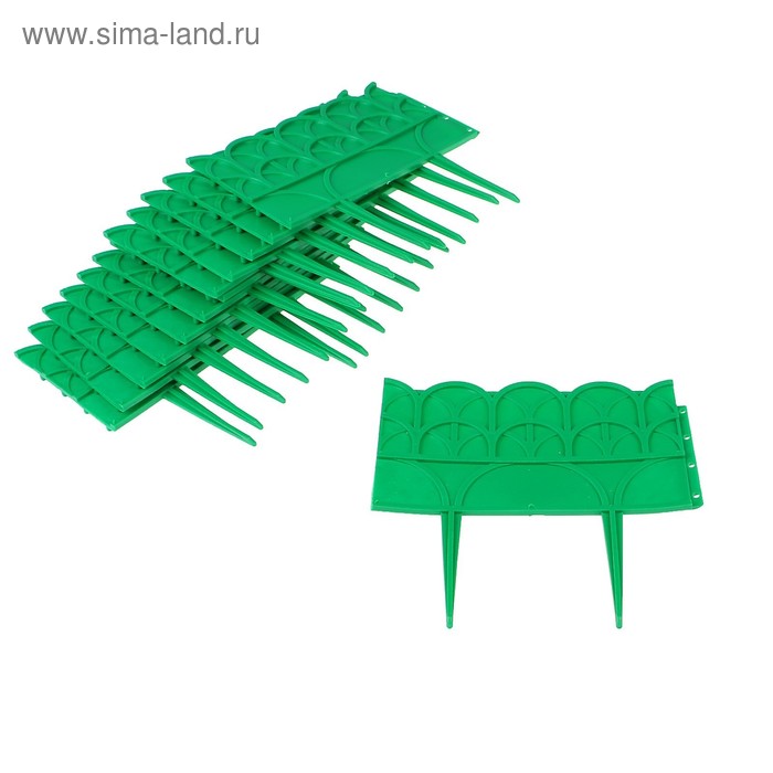 Ограждение декоративное, 14 × 310 см, 13 секций, пластик, зелёный - Фото 1