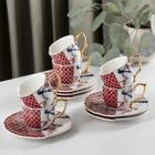 Сервиз фарфоровый кофейный «Дабл», 12 предметов: 6 чашек 90 мл, 6 блюдец d=12,8 см - фото 60907546