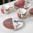 Сервиз фарфоровый кофейный «Дабл», 12 предметов: 6 чашек 90 мл, 6 блюдец d=12,8 см - фото 60907547