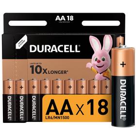 Батарейка алкалиновая Duracell Basic, AA, LR6-18BL, 1.5В, блистер, 18 шт. 822176