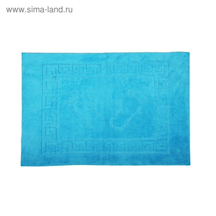 Коврик для ног махровый LiYA с резиновой основой 50*70см, бирюзовый, 550 гр/м - Фото 1