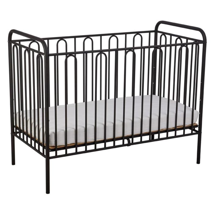 Кроватка детская Polini kids Vintage 110 металлическая, цвет черный матовый - Фото 1