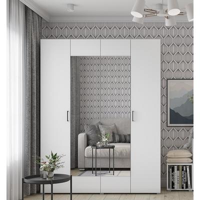 Шкаф четырехстворчатый «Горизонт», с зеркалами, 1800×570×2072 мм, цвет белый/белый