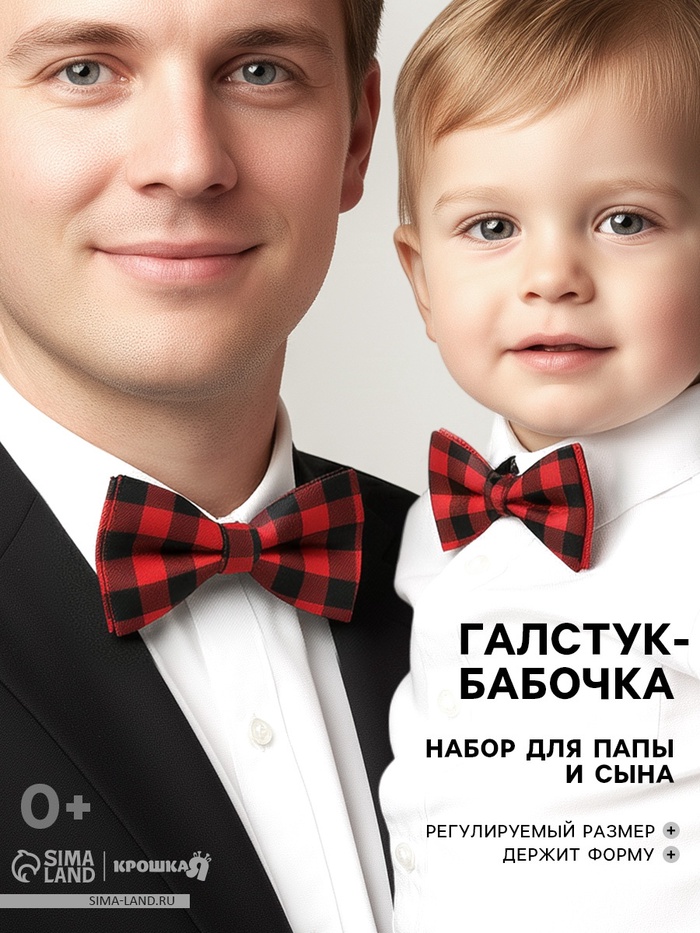 Галстук - бабочка для мальчика и папы «Новогодние стиляги», Крошка Я - Фото 1