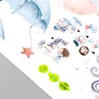 Наклейка пластик интерьерная цветная "Зверята с шариками, зонтиками" 30х90 см набор 2 листа - фото 61013975