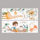 Наклейка интерьерная цветная «Малыш играет на флейте зверям», 30×90 см, набор 2 листа - фото 63056522