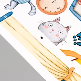 Наклейка пластик интерьерная цветная "Кошачьи будни" 30х90 см набор 2 листа