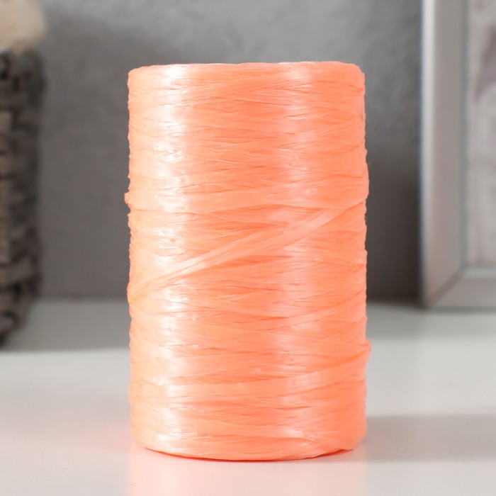 Пряжа "Для вязания мочалок" 100% полипропилен 400м/100±10 гр в форме цилиндра (абрикос) - Фото 1