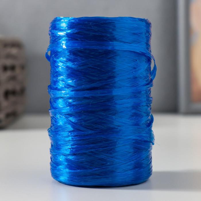 Пряжа "Для вязания мочалок" 100% полипропилен 400м/100±10 гр в форме цилиндра (синий перлам) - Фото 1