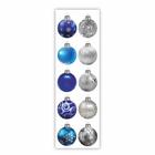 Набор автомобильных наклеек "Елочные шары", синие, серебряные, лист, 37,5 х 12 см - фото 109246118