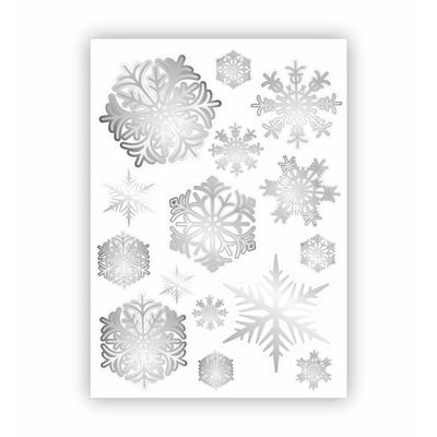 Набор автомобильных наклеек "Снежинки", белый, серебряный, лист, 25 х 17,5 см