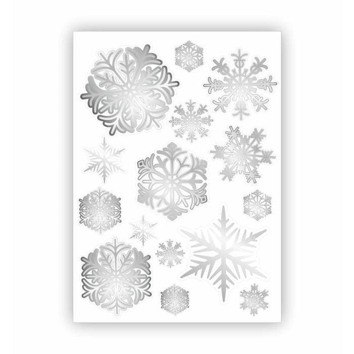 Набор автомобильных наклеек "Снежинки", белый, серебряный, лист, 25 х 17,5 см - Фото 1