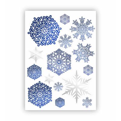 Набор автомобильных наклеек "Снежинки", синий, серебряный, лист, 25 х 17,5 см