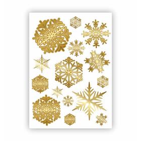 Набор автомобильных наклеек "Снежинки", белый, золотой, лист, 50 х 35 см