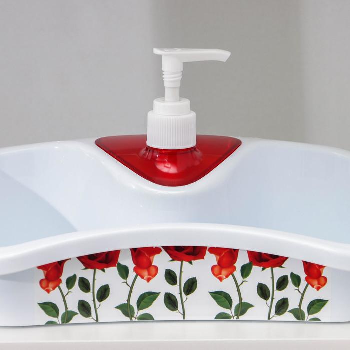 Подставка для ванных и кухонных принадлежностей с дозатором, 26×12×13 см, цвет МИКС - фото 1888172932