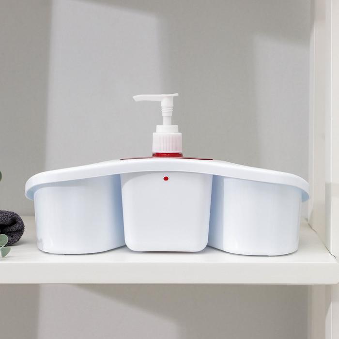Подставка для ванных и кухонных принадлежностей с дозатором, 26×12×13 см, цвет МИКС - фото 1888172933