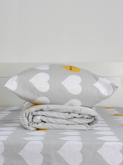 Постельное бельё евро «Этель» Heart, бязь