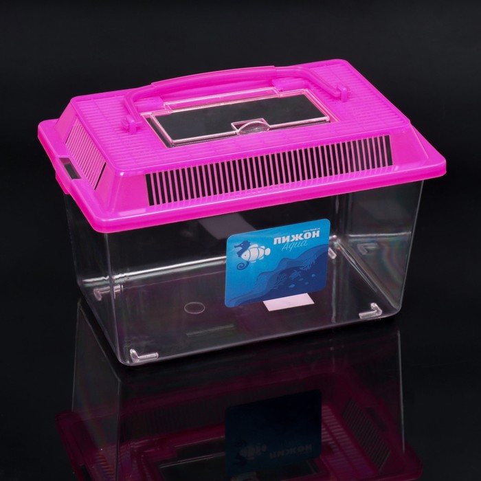 Переноска прямоугольная, 21,3 х 14 х 14,5 см, розовый - Фото 1
