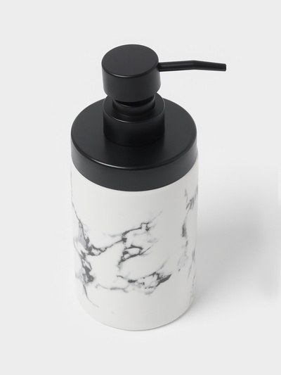 Аксессуары для ванной «Мраморный металл», 4 предмета, мыльница, дозатор 400 мл, 2 стакана, белые
