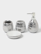 Набор аксессуаров для ванной комнаты «Нити», 4 предмета, мыльница, дозатор 400 мл, 2 стакана, серебряный - Фото 1