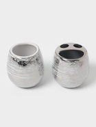 Набор аксессуаров для ванной комнаты «Нити», 4 предмета, мыльница, дозатор 400 мл, 2 стакана, серебряный - Фото 5