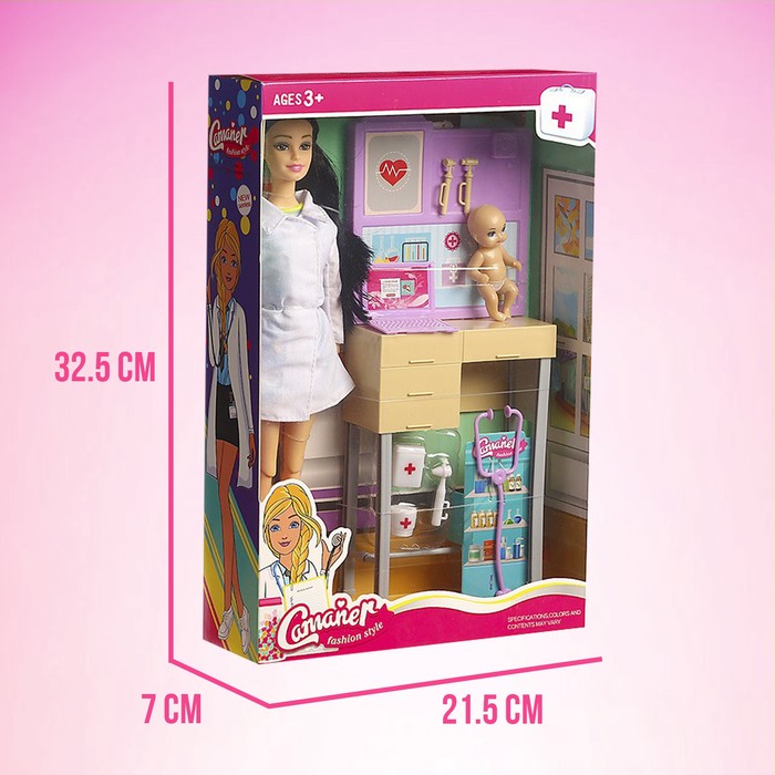 Кукла-модель шарнирная «Доктор Лиза» с малышом, мебелью и аксессуарами 51172