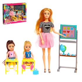 Кукла-модель шарнирная «Первый учитель» с малышами, мебелью и аксессуарами, МИКС