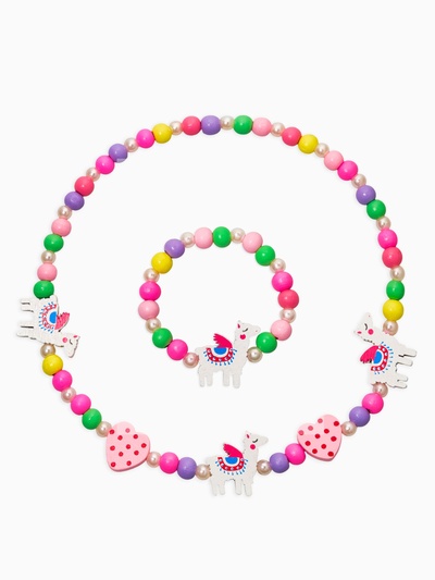 Набор детский «Выбражулька» 2 предмета: бусы, браслет, ламы, цветной