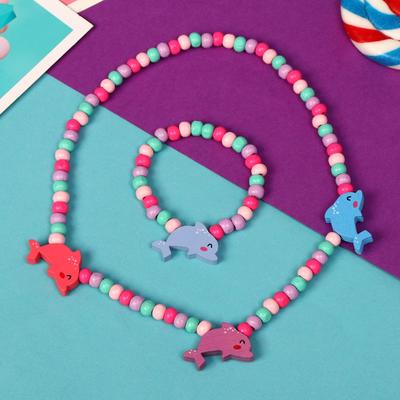 Набор детский «Выбражулька» 2 предмета: бусы, браслет, дельфины, цвет МИКС