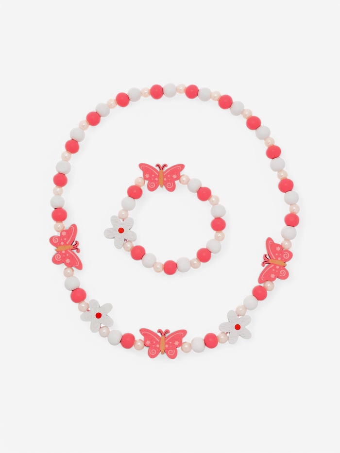 Набор детских украшений Выбражулька «Бабочки и цветы», 2 предмета: бусы, браслет, разноцветный