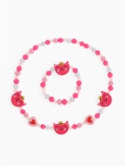 Набор детских украшений «Выбражулька. Кошечка в короне», 2 предмета: бусы, браслет, красно-розовый - Фото 1