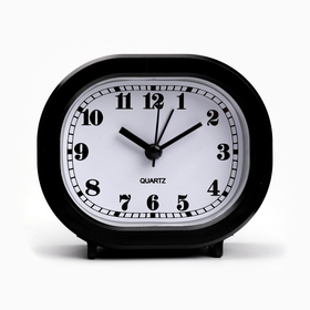 Часы - будильник настольные "Классика" на ножках, дискретный ход, 10 х 8.5 см, АА, черные