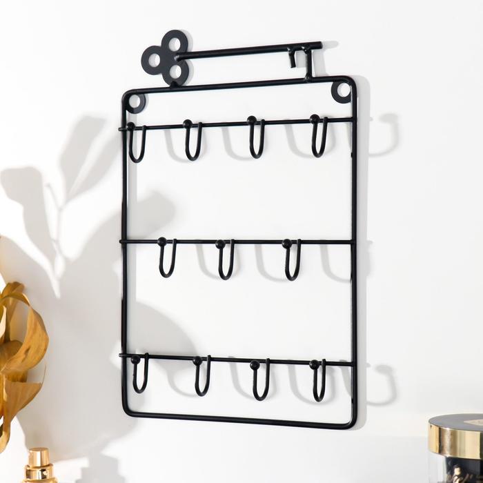 Крючки декоративные металл "Ключик" чёрный 24,5х16 см - Фото 1