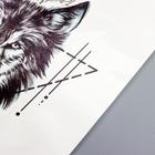Татуировка на тело чёрная "Волк и символы" 21х15 см - фото 11867623