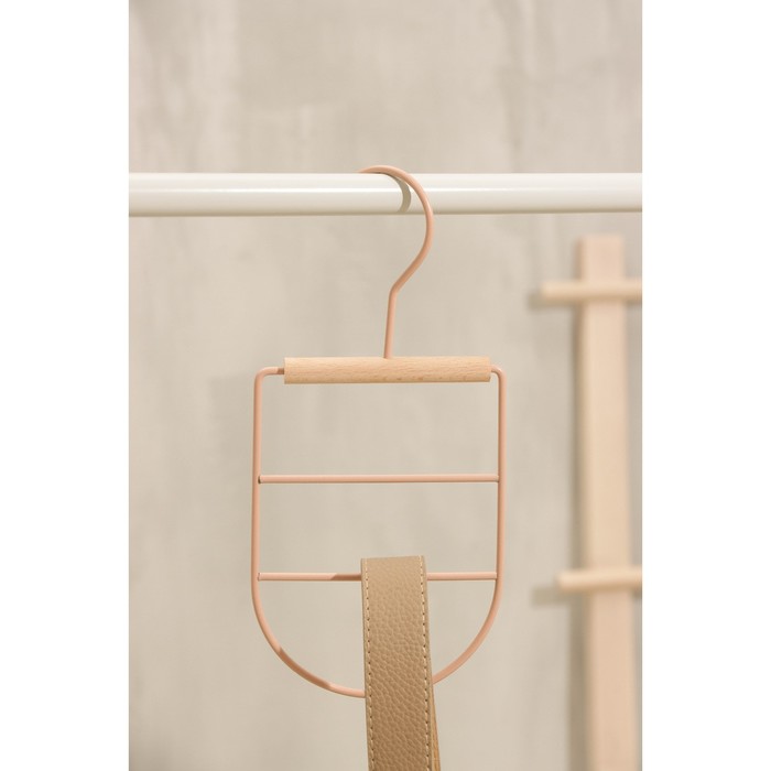 Вешалка для ремней и шарфов SAVANNA Wood, 11.3×24×1.1 см, многоуровневая, цвет розовый