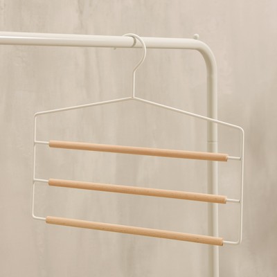 Плечики - вешалки многогуровневые для брюк и юбок SAVANNA «Wood», 3 перекладины, 37×32×1,1 см, цвет белый