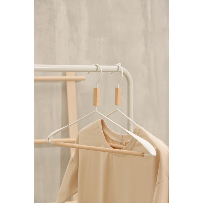 Плечики для одежды с усиленными плечиками SAVANNA Wood, 42×22×3,2 см, цвет белый