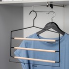 Плечики - вешалки многоуровневые для брюк и юбок SAVANNA Wood, 3 перекладины, 37×32×1.1 см, чёрные - Фото 7