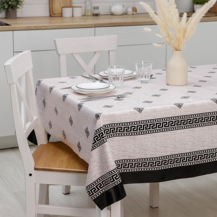 Клеёнка на стол Доляна «Франческа», на тканевой основе, рулон 20 м, ширина 137 см, общая толщина 0.22 мм, бежевая - Фото 1