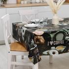 Клеёнка столовая на тканевой основе Доляна «Я люблю кофе», рулон 20 метров, ширина 137 см, цвет чёрный - фото 1030534