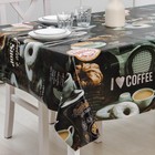 Клеёнка на стол на тканевой основе Доляна «Я люблю кофе», рулон 20 метров, ширина 137 см, общая толщина 0,22 мм, цвет чёрный - фото 6474529