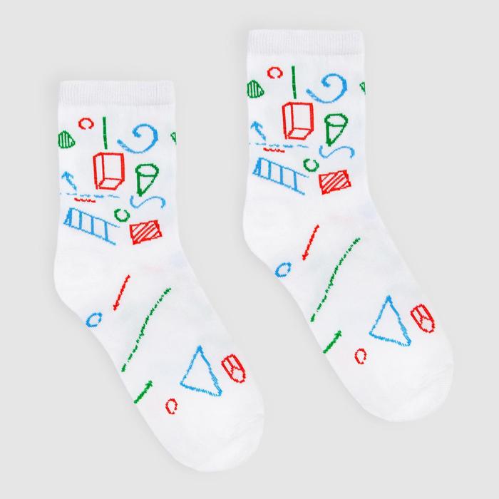 Носки женские MINAKU «Геометрия», цвет белый, размер 38-39 (25 см)