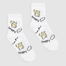 Носки женские MINAKU «Happy», цвет белый, размер 38-39 (25 см) 7313584